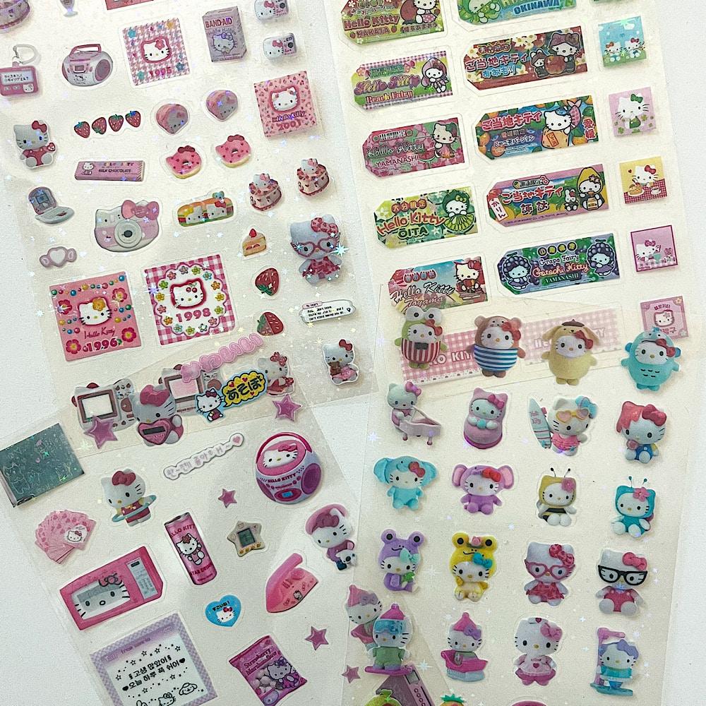 [4장 구성] 키치 헬로키티 홀로그램 투명 다꾸 스티커