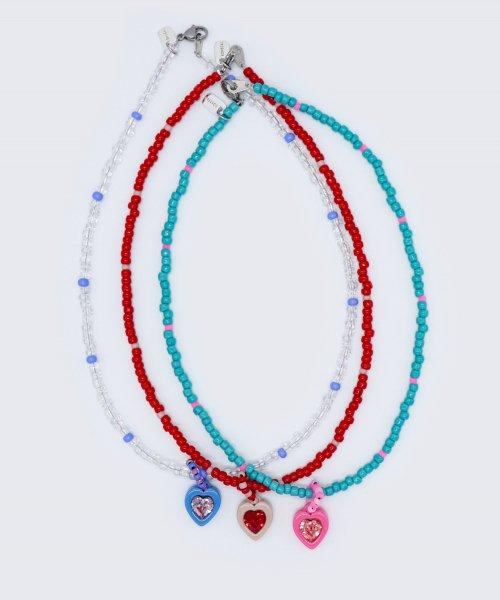 Swarovski heart stone color beads Necklace 스와로브스키 하트 스톤 팬던트 컬러 비즈 목걸이