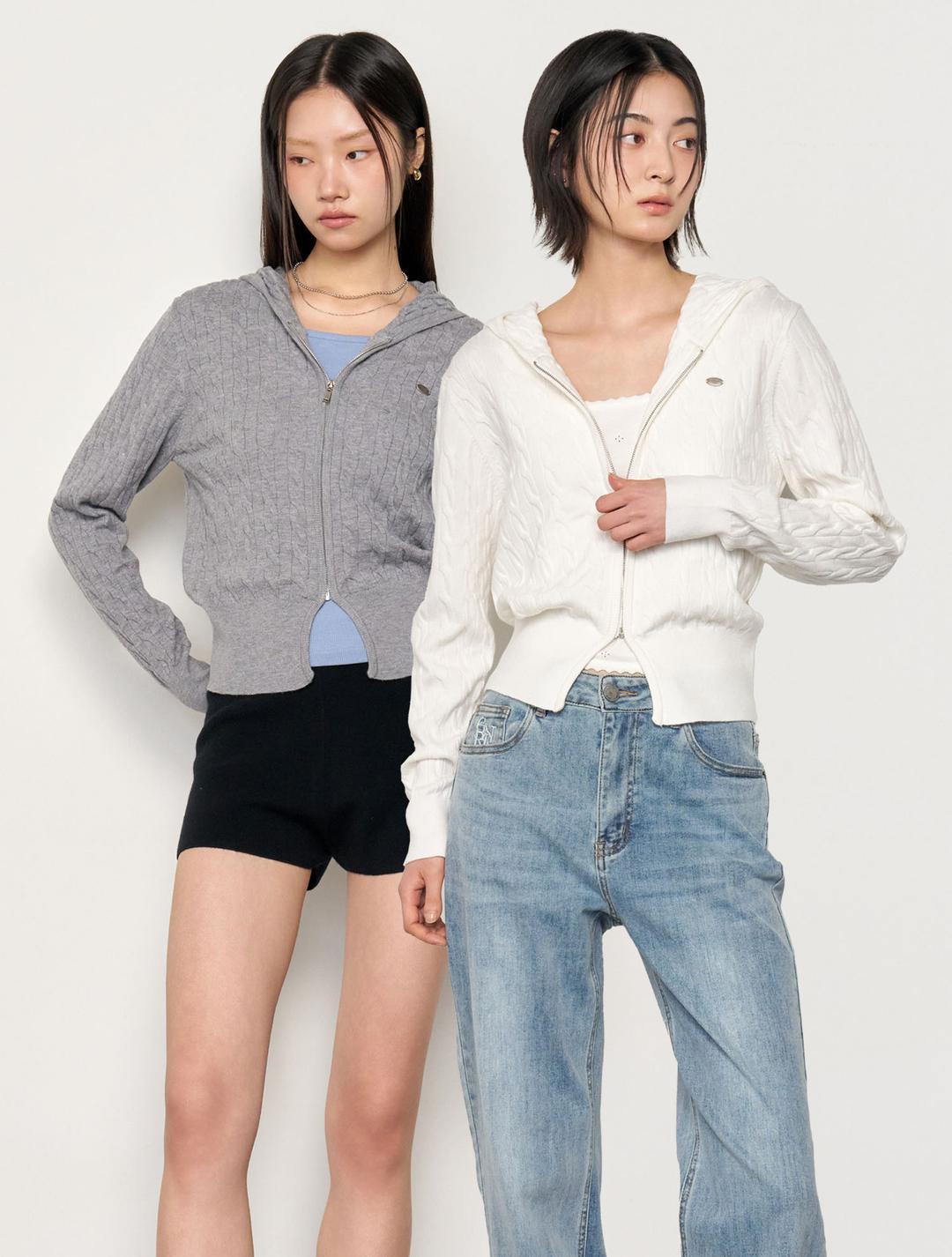 제너럴아이디어 WOMAN 시그니처 케이블 후드 집업 [3COL]