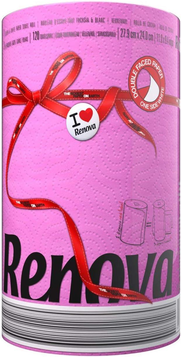 Renova Pink Paper Towel Jumbo Roll 2 Ply 120 Highly Absorbent Sheets