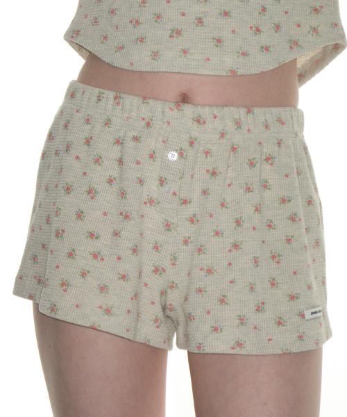 버튼 플라워 쇼츠_오트밀