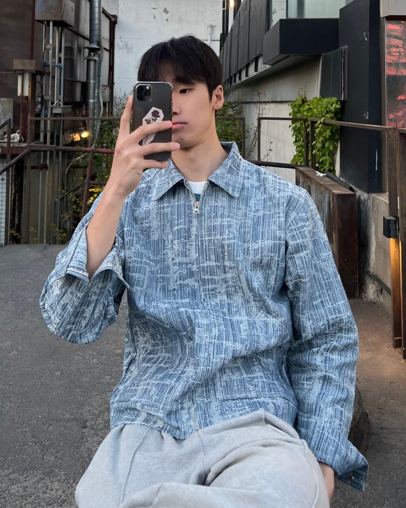 집업 카라 크레이지 연청 데님 유니크 트러커 크롭 청자켓 3c