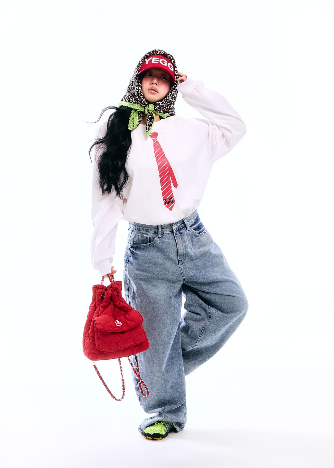 Tie long sleeve tee (white)