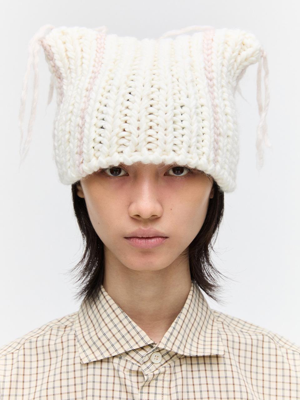 [PLZPROJECT]24 PUSSYCAT KNIT HAT, IVORY