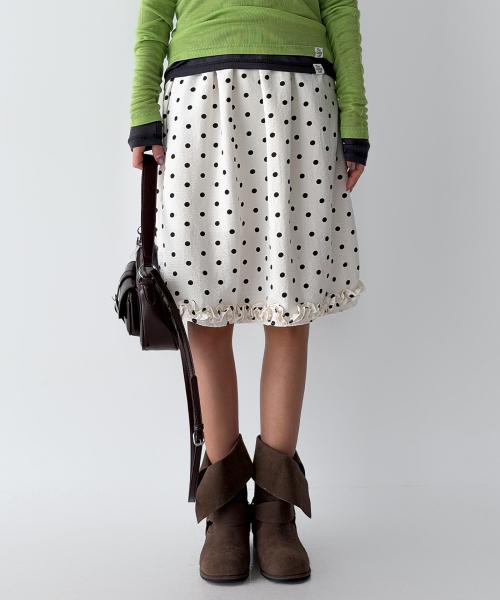 도트 프릴 스커트 [아이보리]