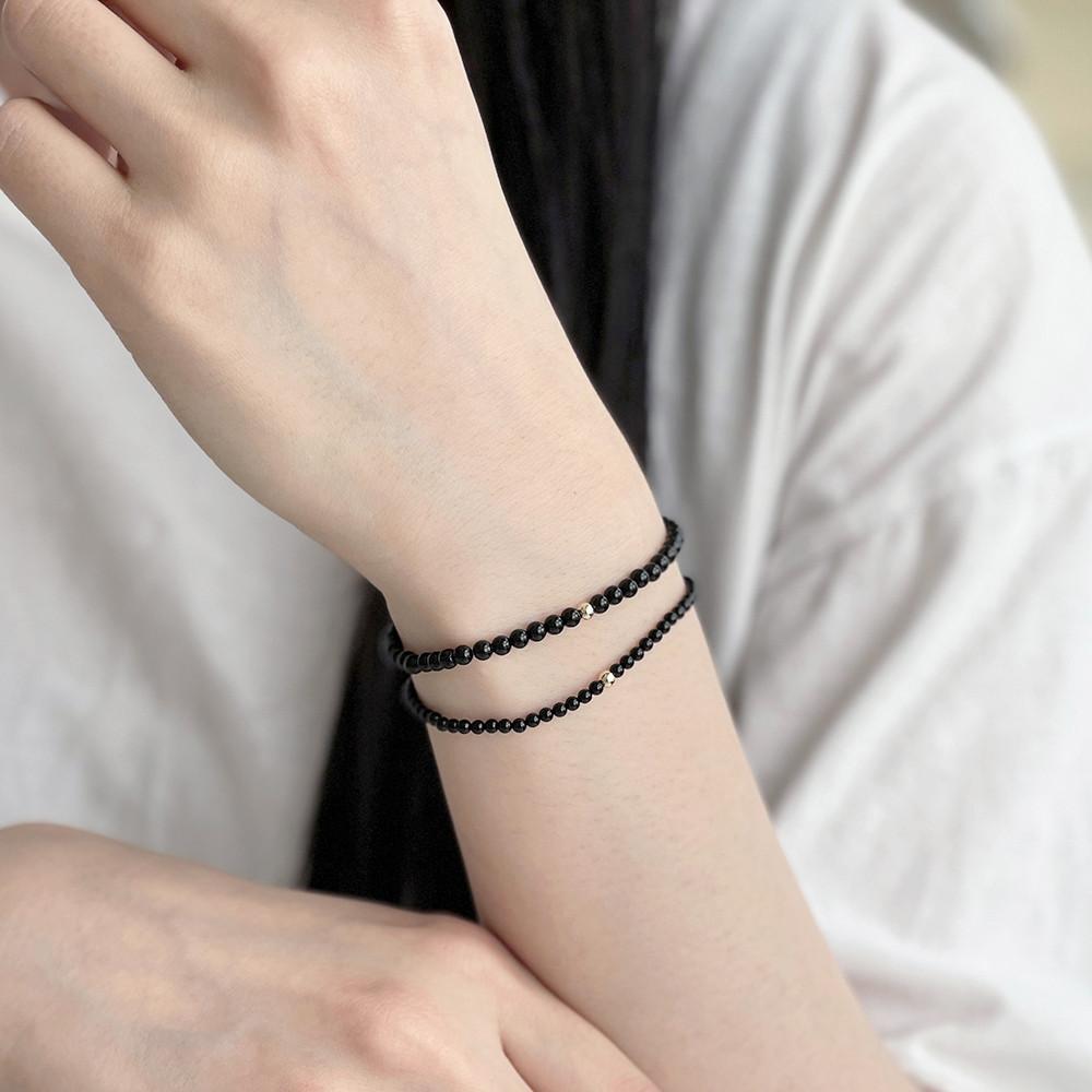 쏠그레이 오닉스 얇은 레이어드 천연 원석 여름 팔지