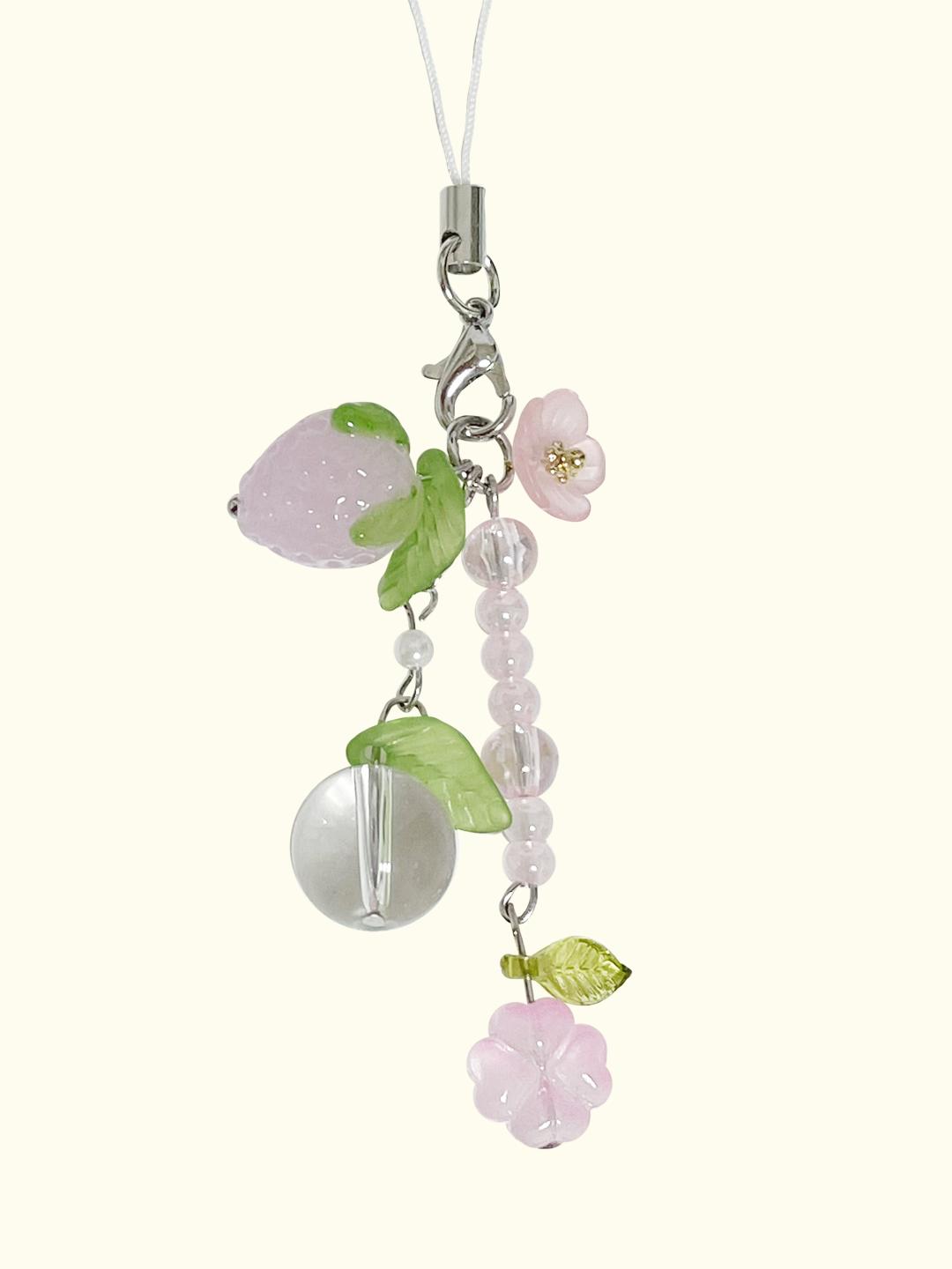 pink berry clover keyring