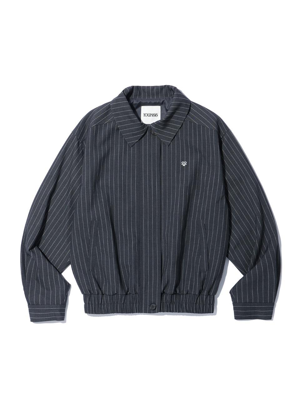 PIN STRIPE BOMBER JACKET CHARCOAL