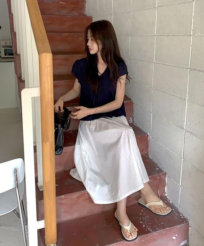 니어웨어 [여름신상🏖] 리지 밴딩 롱 스커트 (3color)
