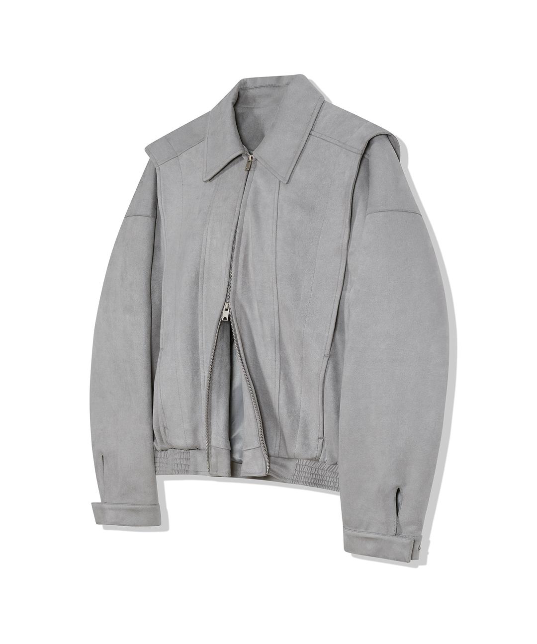 87-STAN150 Heavy Placket Suede Jacket Gray