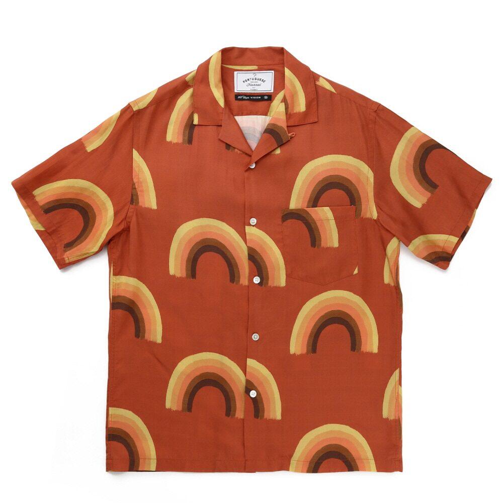 포르투기스 플란넬 반팔 셔츠 - 레인보우