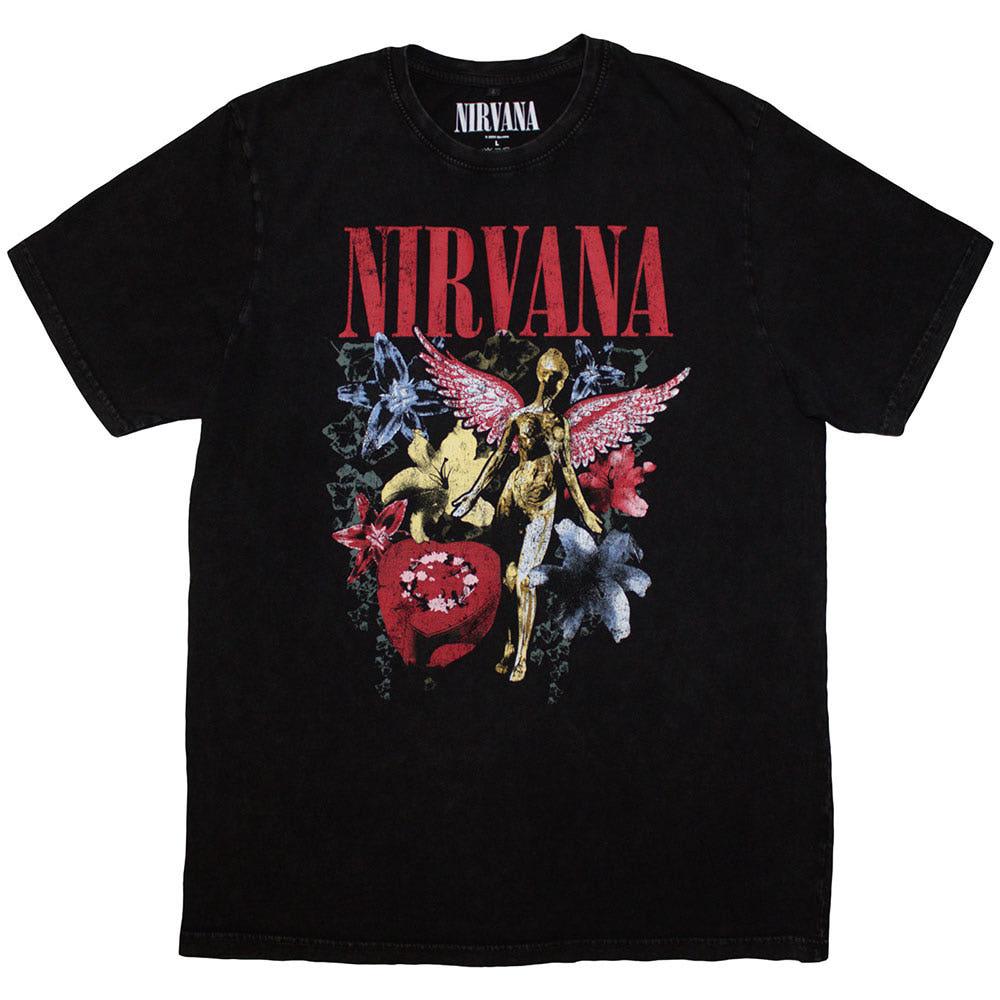 [M,L 국내배송] 공식 NIRVANA 너바나 In Utero Vintage Collage 스톤 워싱 반팔 티셔츠