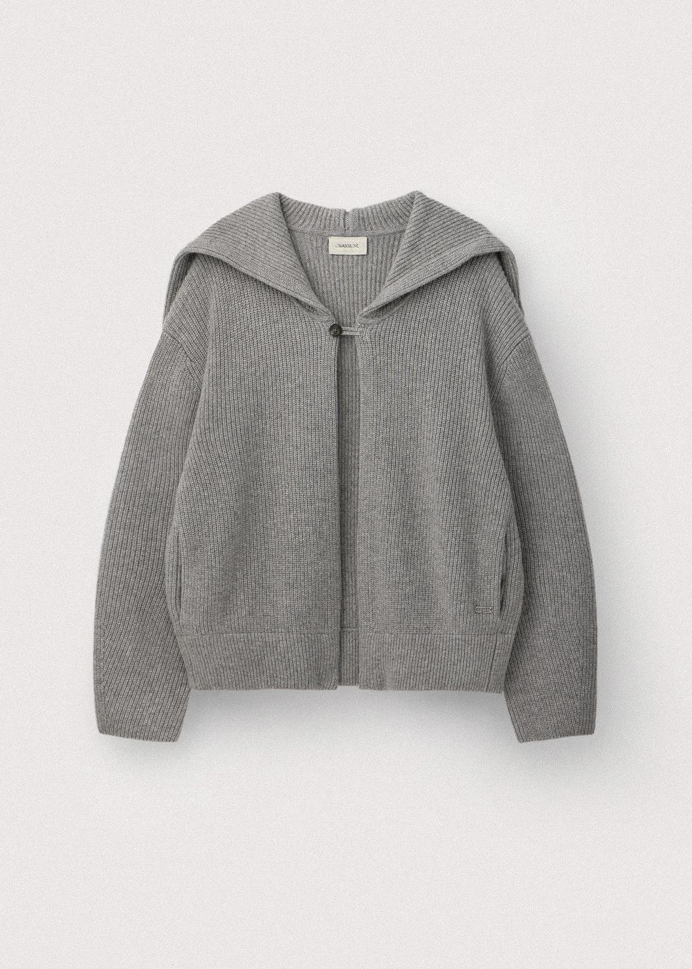Pure saxon wool convertible hood jacket_Misty grey