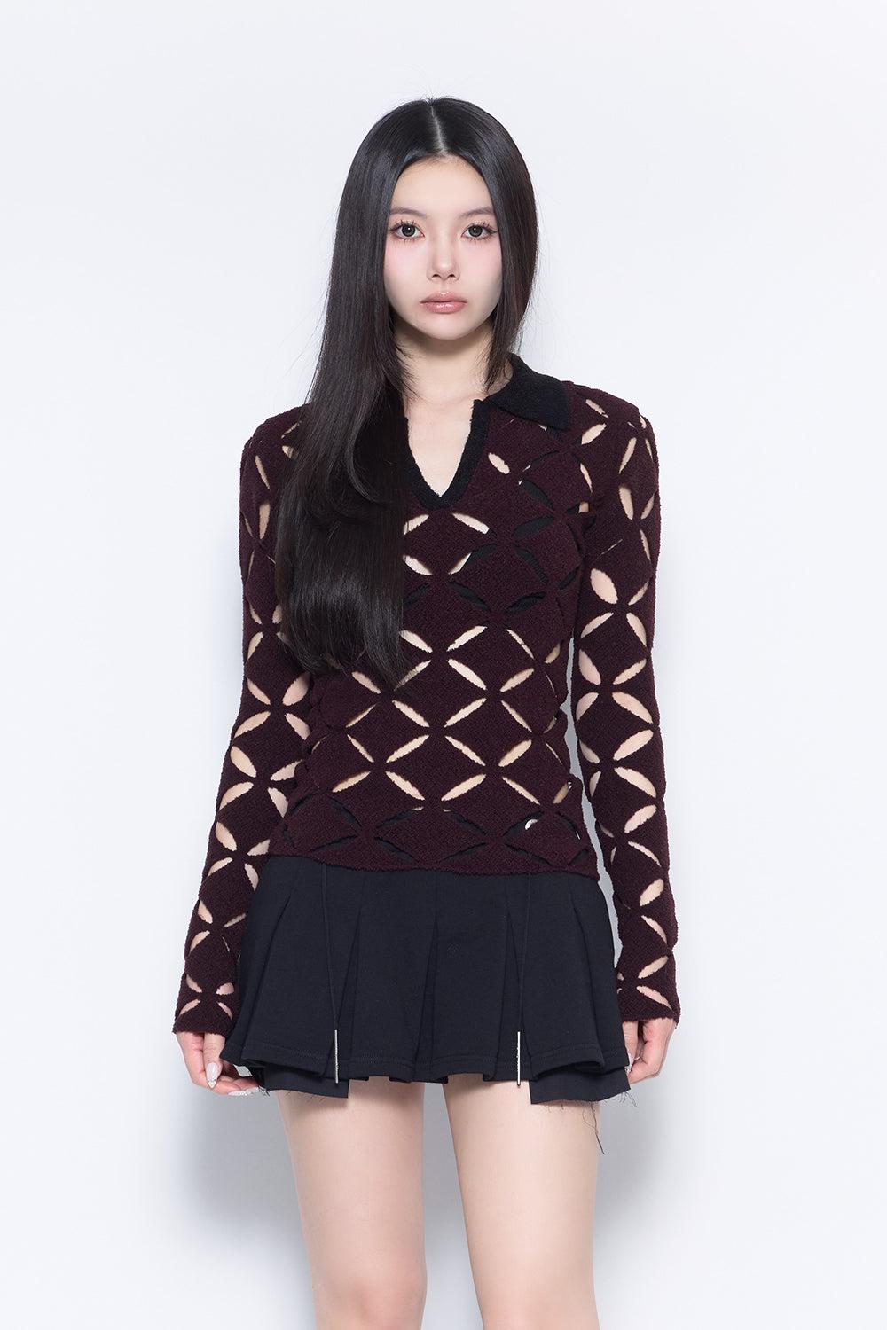 S knit fit tops repeat petal