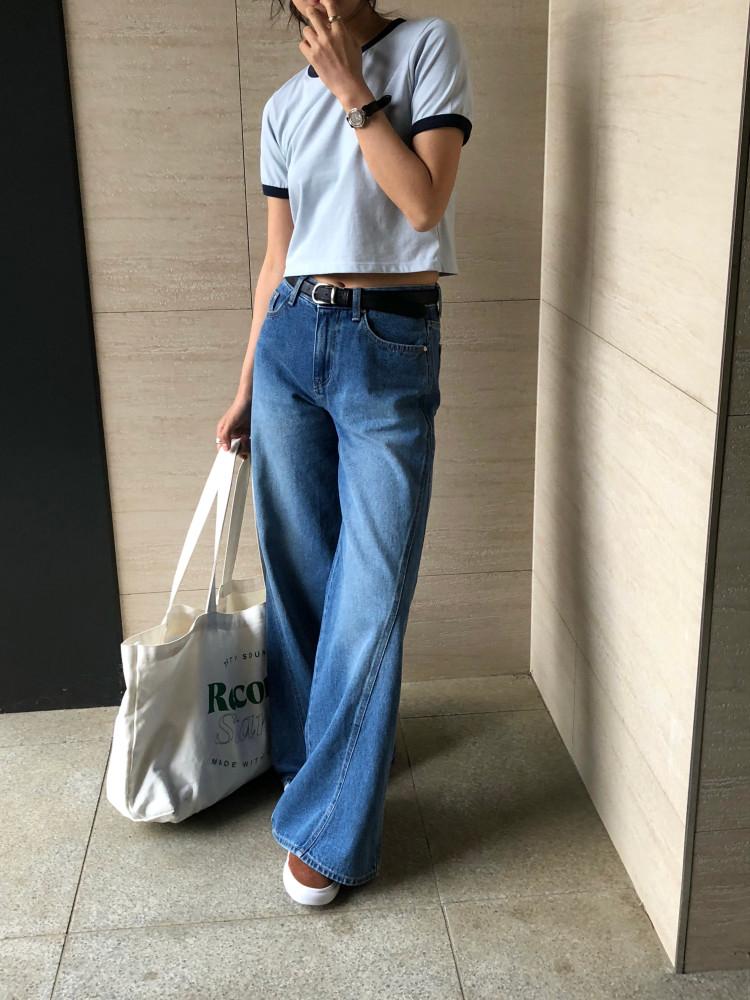 할리 와이드 부츠컷 데님