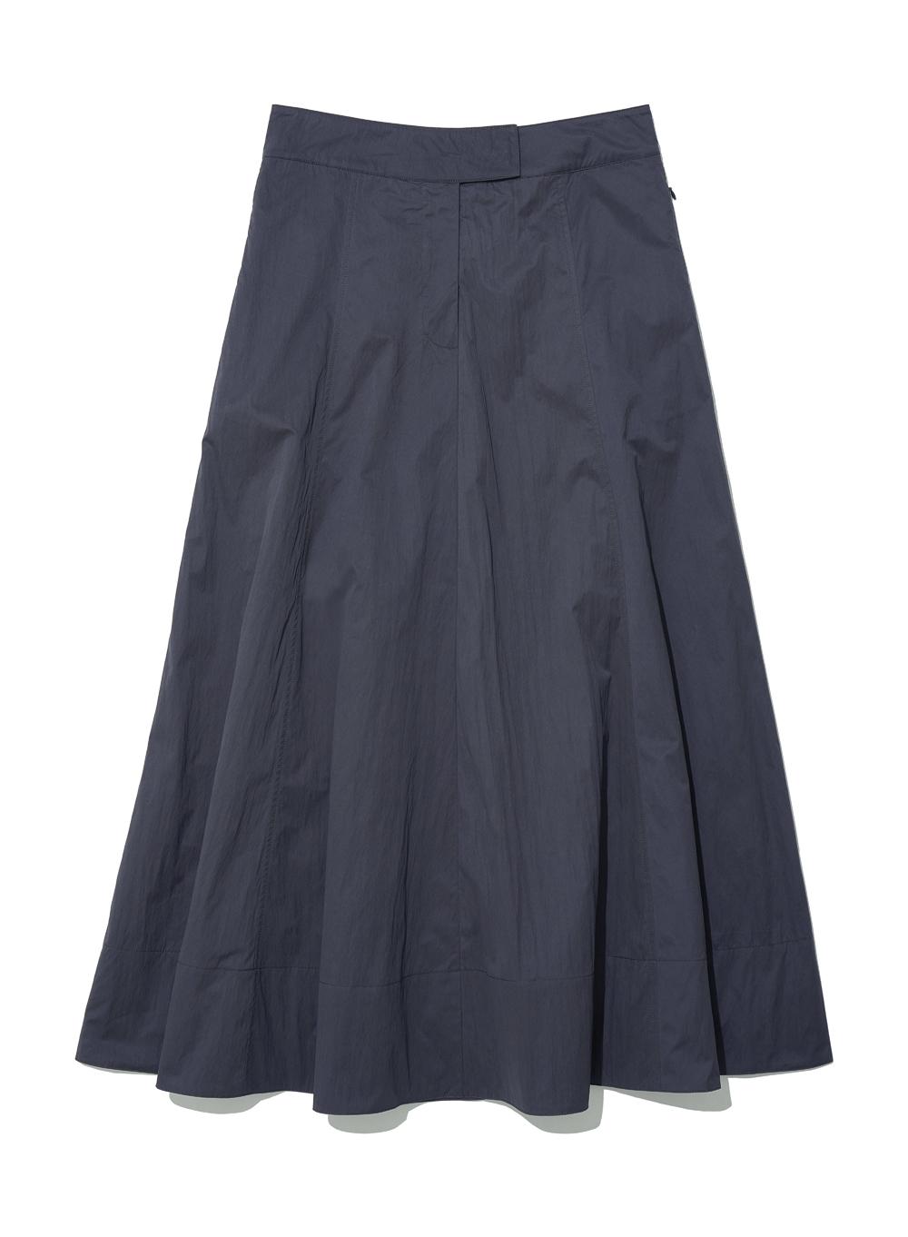 [WOMEN] POCKET POINTED FLARE MAXI SKIRT_NAVY