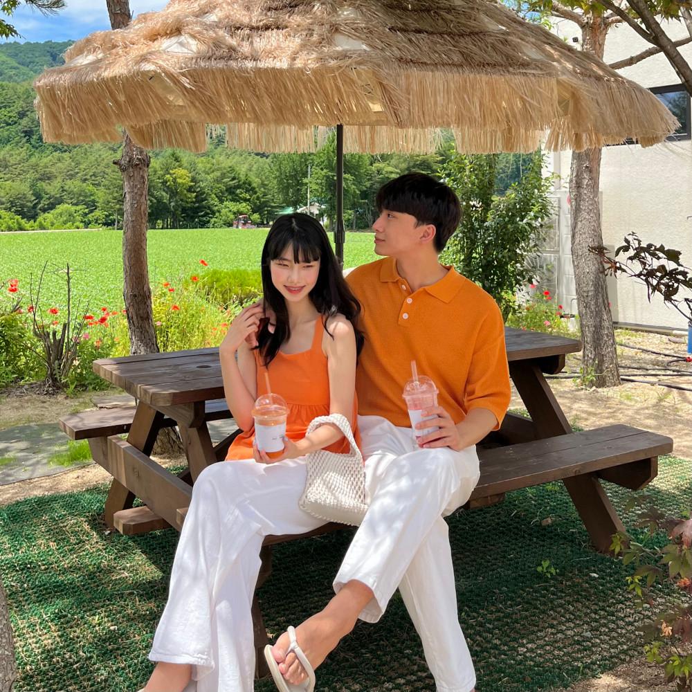 여름 제주도 데이트 바캉스 스퀘어넥 민소매 나시 커플 시밀러룩