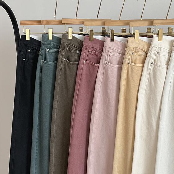 [6천장돌파!🤍탄탄코튼데님팬츠] 피그먼 와이드PT (8컬러,솔트워싱,4계절바지,코튼팬츠,면바지,난스판,YKK)