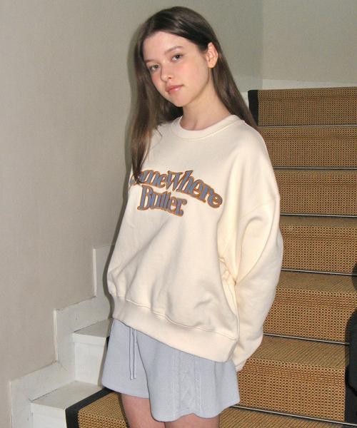 Denim Wave Logo Sweatshirt - Cream