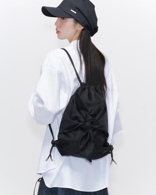 Tie-up drawstring bag BLACK