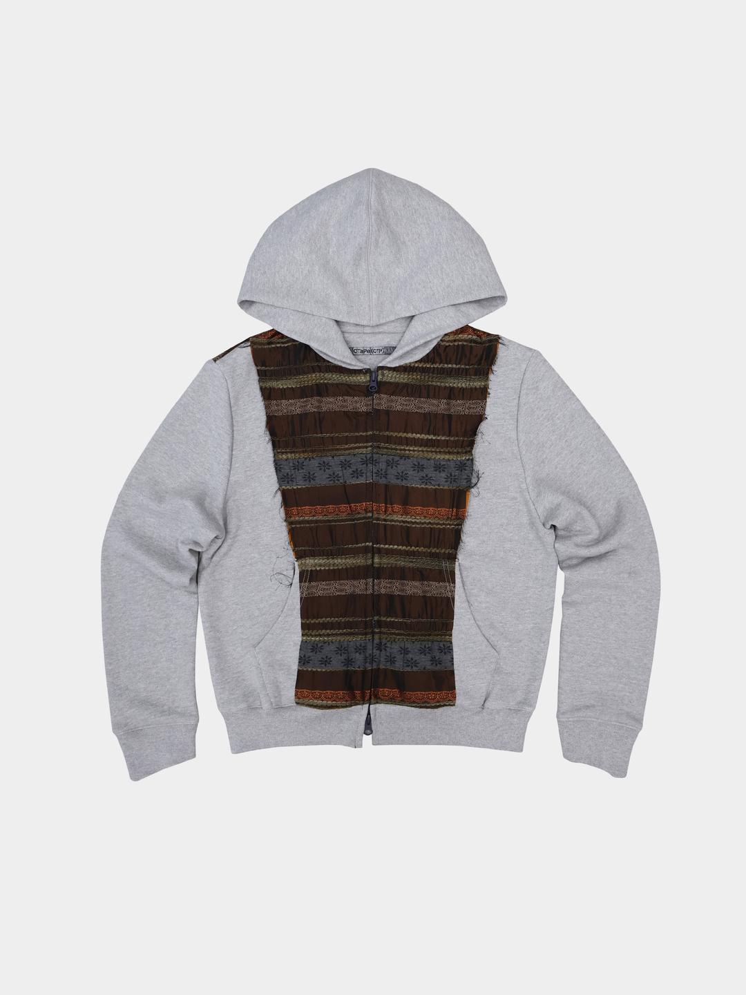 FABRIC BLOCK HOODED ZIP-UP