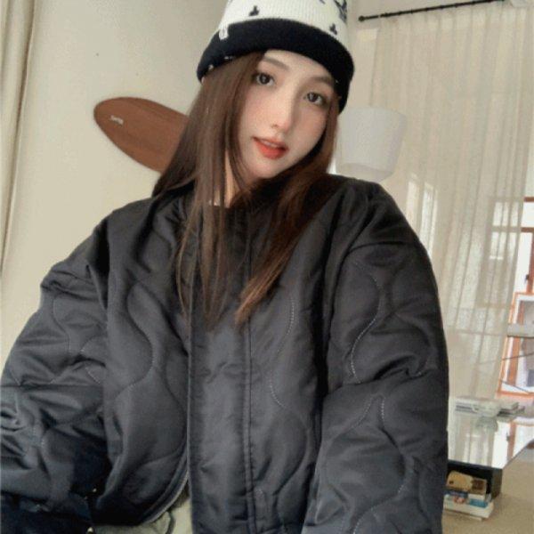 2COLOR 가을 겨울 캐주얼 데일리 깔깔이 항공점퍼 아우터 경량패딩 데일리룩 따뜻한 간절기 박시핏 차이나카라 이너 숏기장 루즈핏 레트로 코튼 패딩 카키 누빔 점퍼