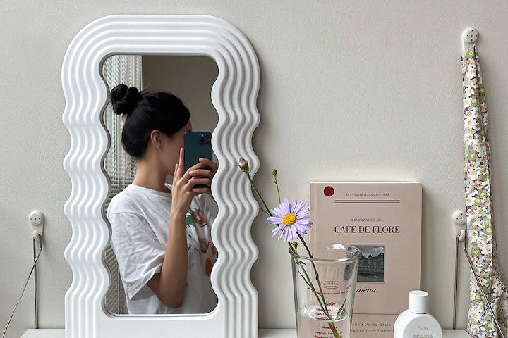 웨이브 거울 인테리어 탁상 벽걸이 비정형 미러