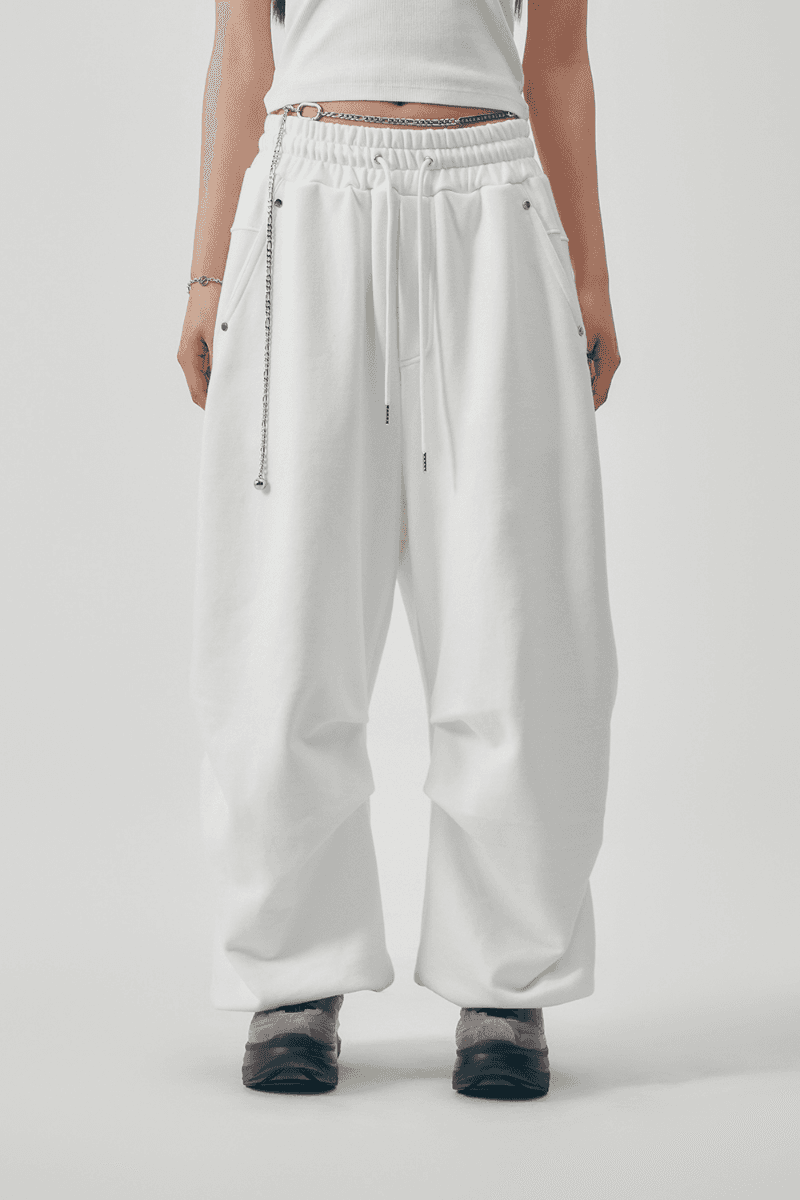 Double-Tucked Set-up Pants [ White ]