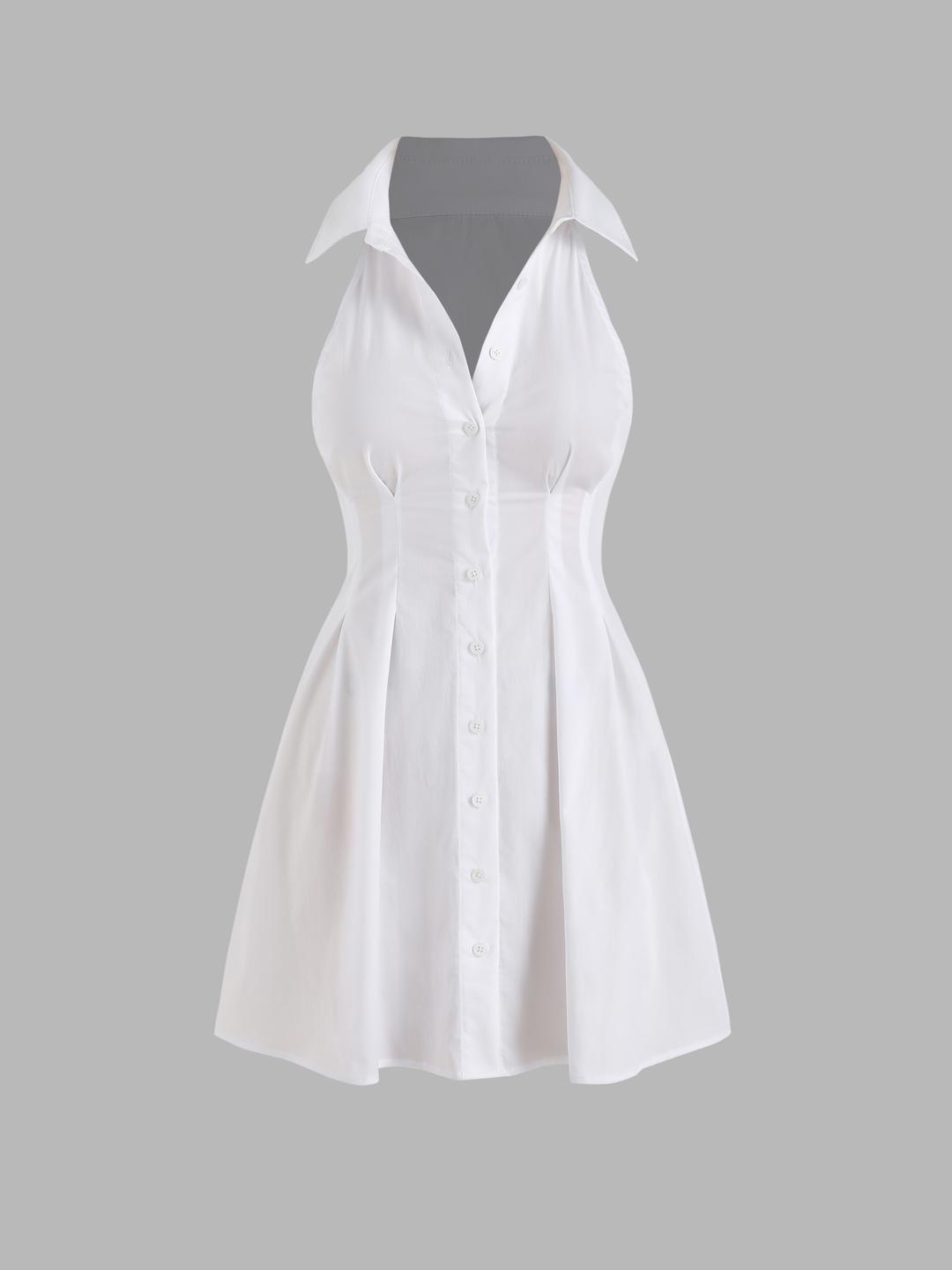 Solid Collar Corset Mini Dress