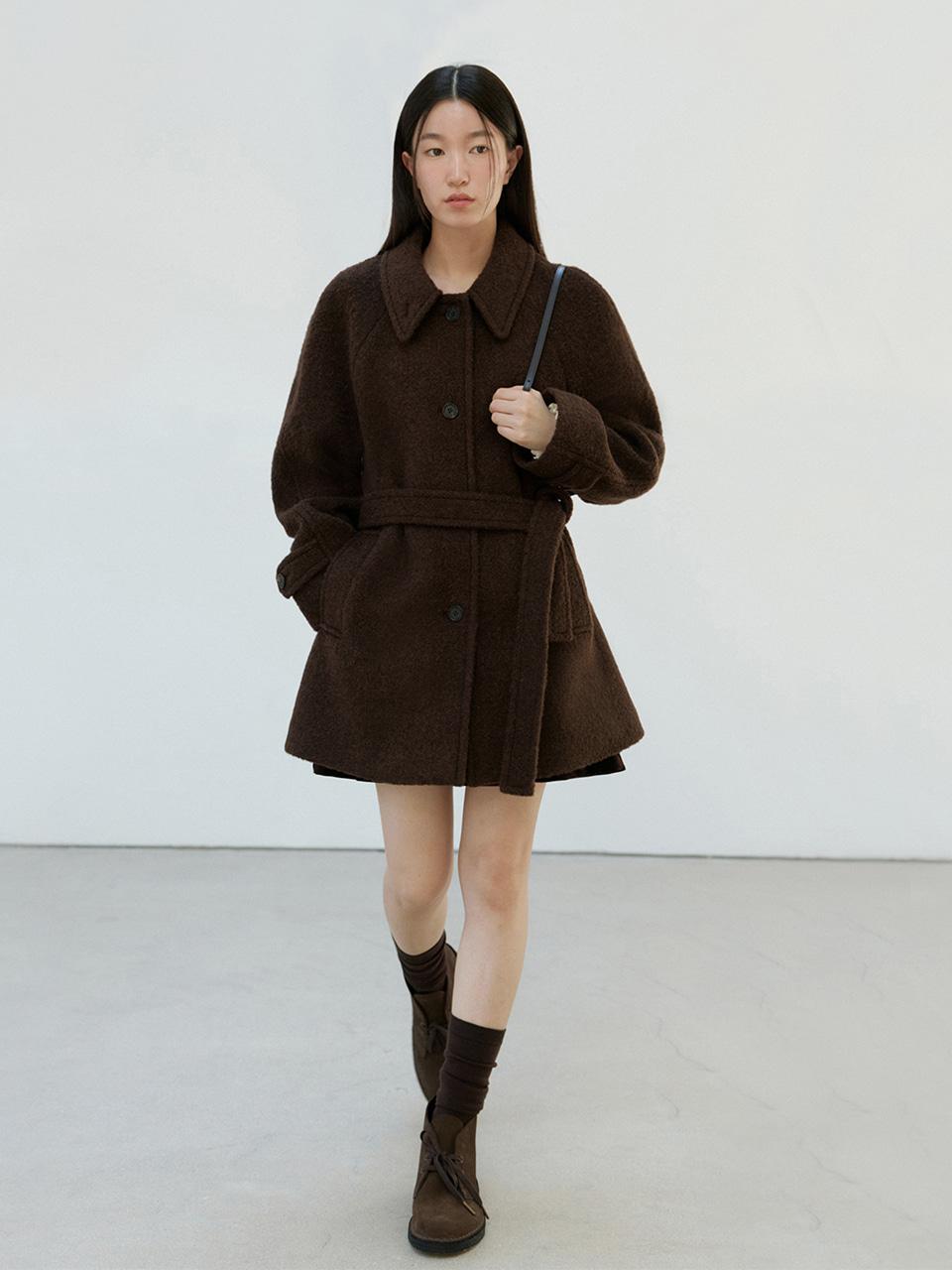 Boukle Half Coat-Brown