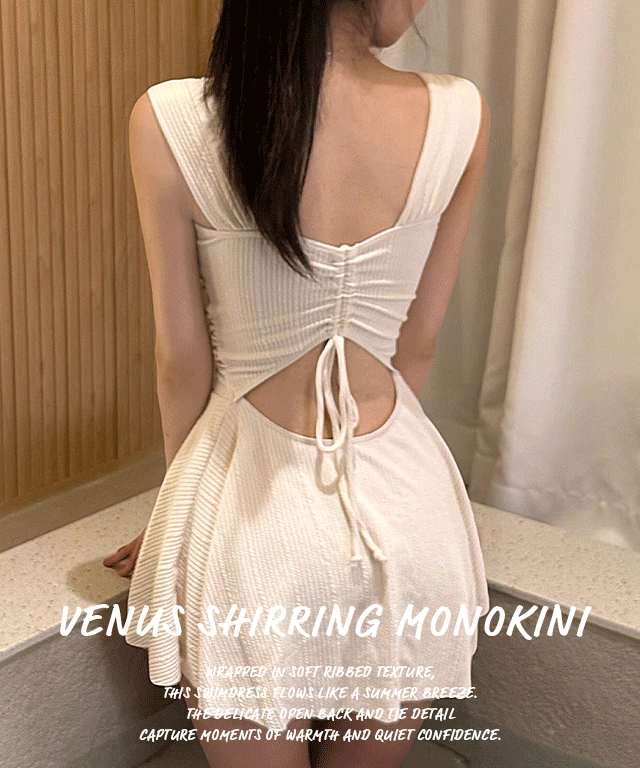 [속바지SET🤍] 비너스 하트넥 골지 모노키니 비치웨어 원피스