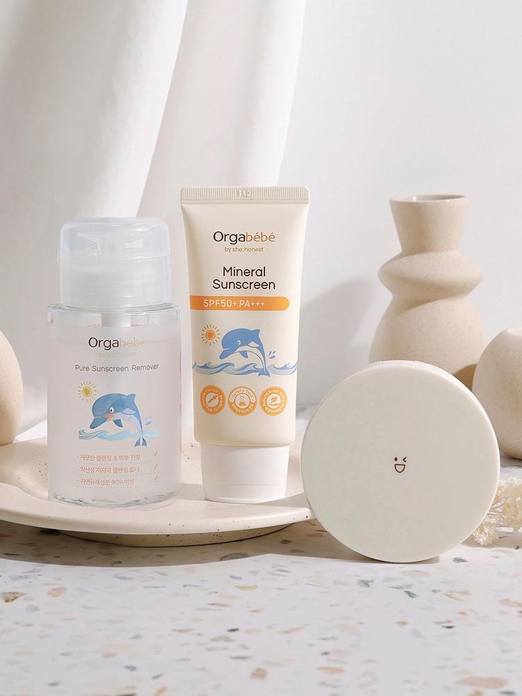 2023 오가베베 무기자차 아기 유아 선크림 SPF50 클렌징토너 리무버 유아 썬팩트 선쿠션