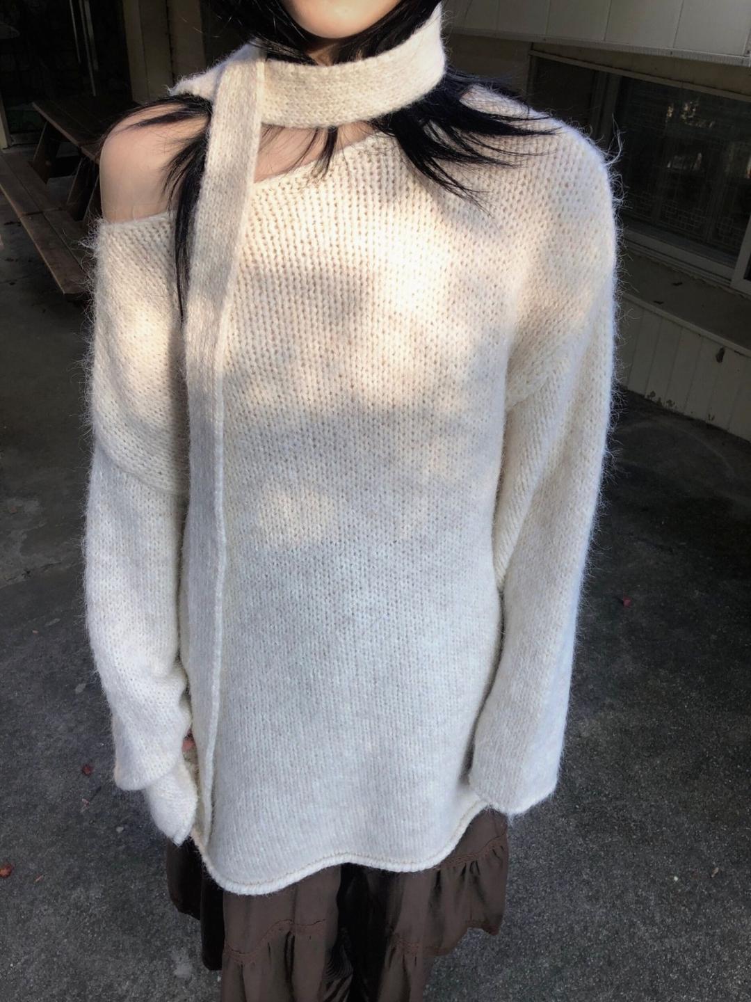 mohair wool muffler knit (3color) / 모헤어 울 머플러 니트