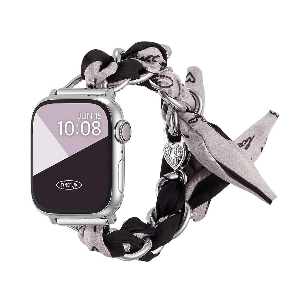 타임플릭 스카프 체인 브레이슬릿 스트랩 애플워치 9 8 울트라 SE2 SE 호환 밴드 줄