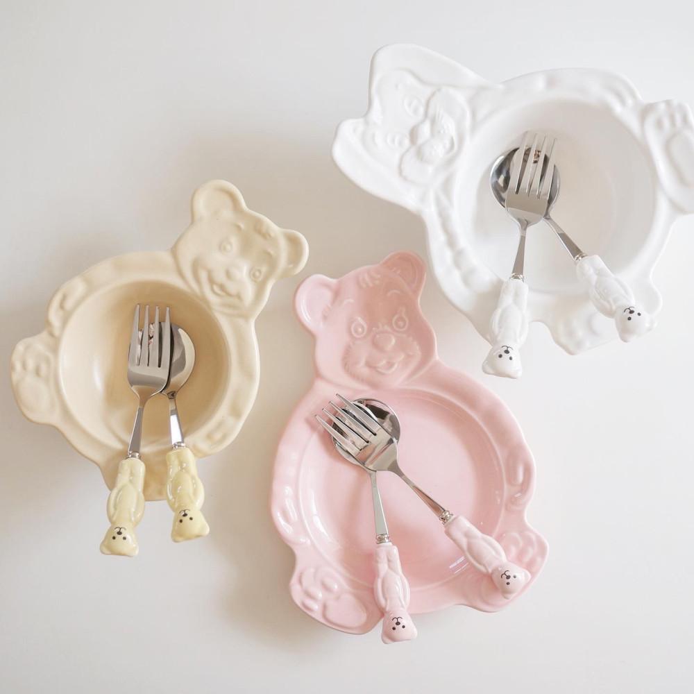 (2P 한세트) 곰돌이 스푼 / 곰돌이 포크 (3colors)