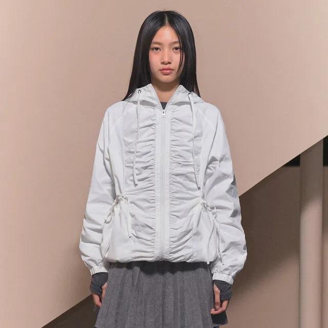 리본 셔링 윈드 브레이커  (IVORY) F24ZA959