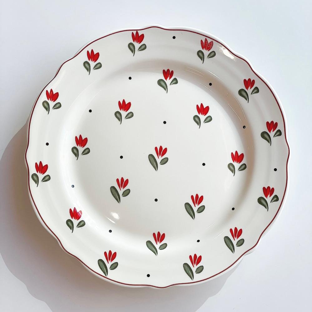 튤립 접시 예쁜 브런치 디저트 파스타 플레이트 빈티지 플레이팅