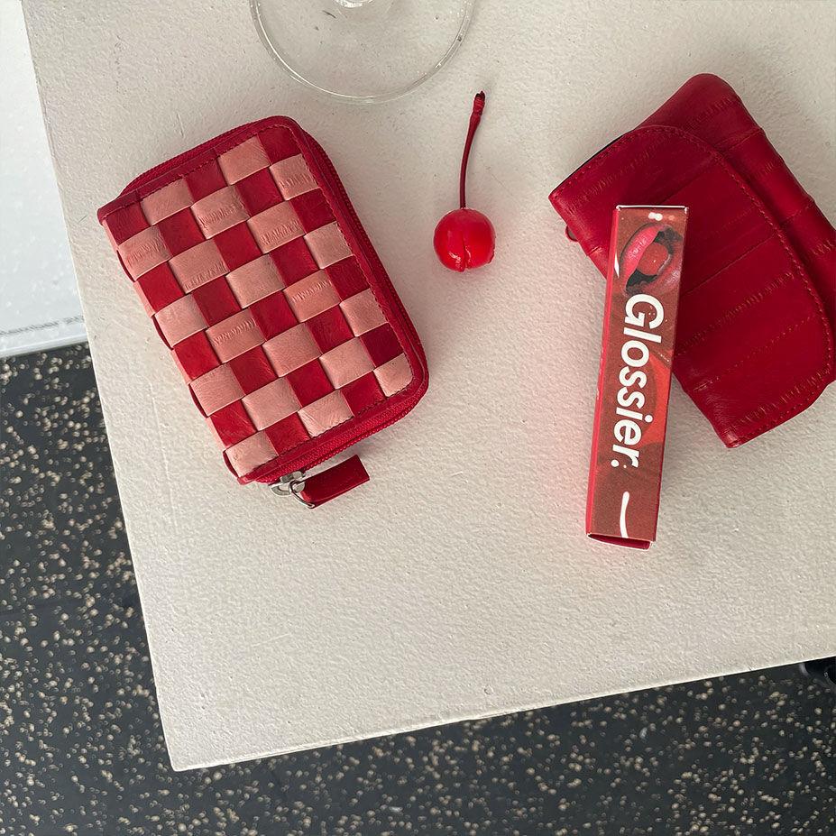 [배송지연] Checker board card wallet (체커보드 카드지갑) Cherry bomb