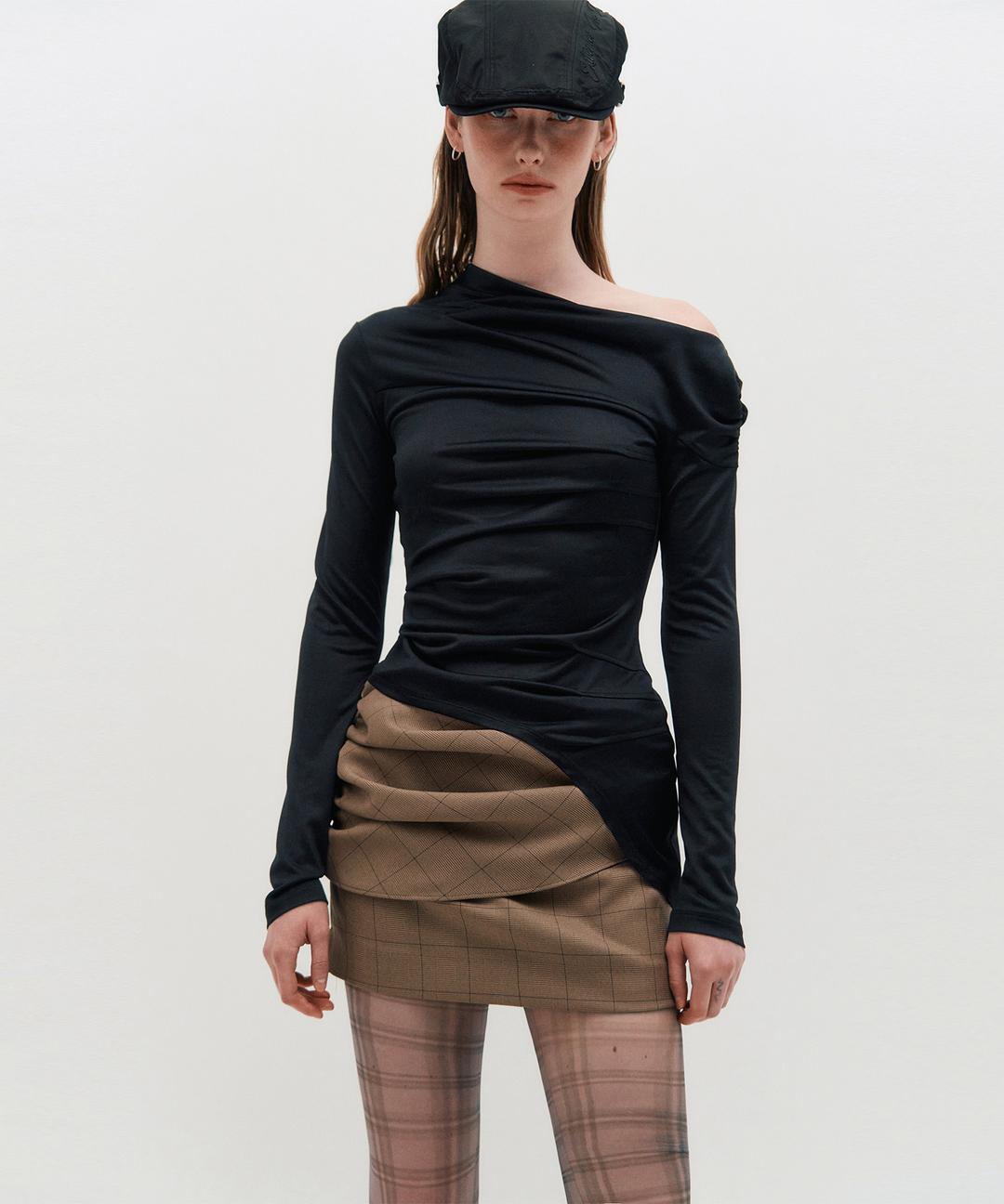 [3/17 (월) 예약배송] One Shoulder Draped Jersey Top _ BLACK
