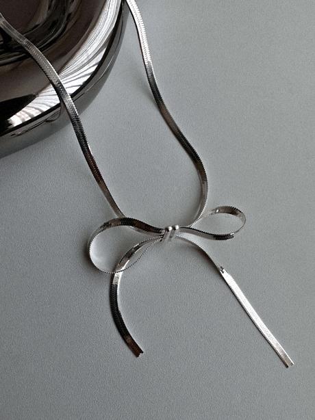 모에 [무배] 925 뱀줄 리본 목걸이