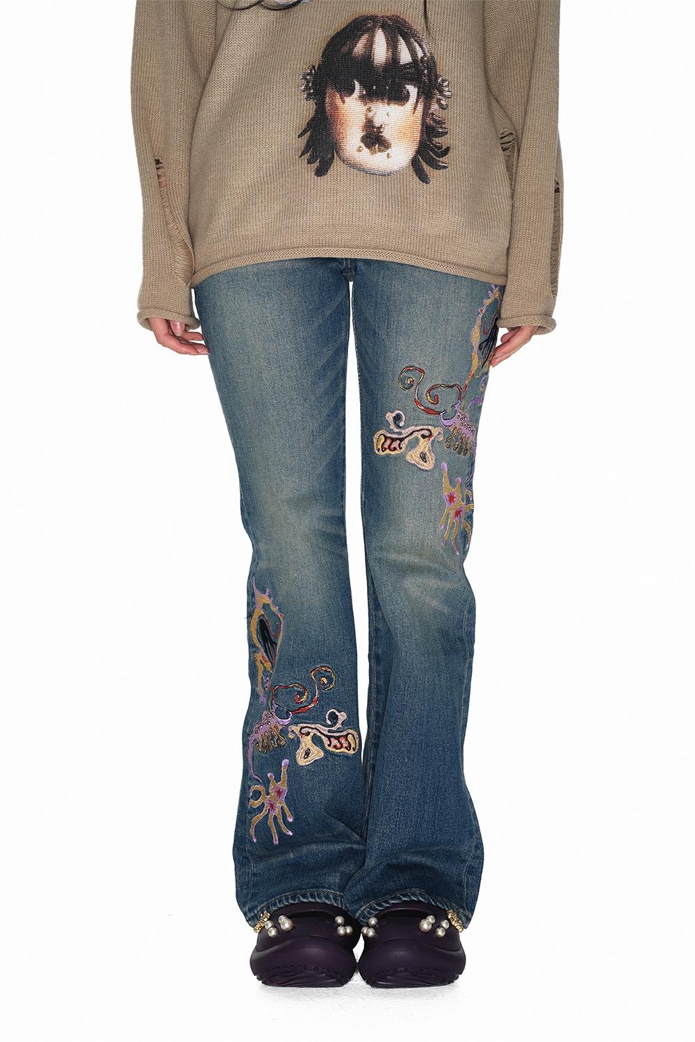 Embroidery denim pants_blue [11/1예약배송]
