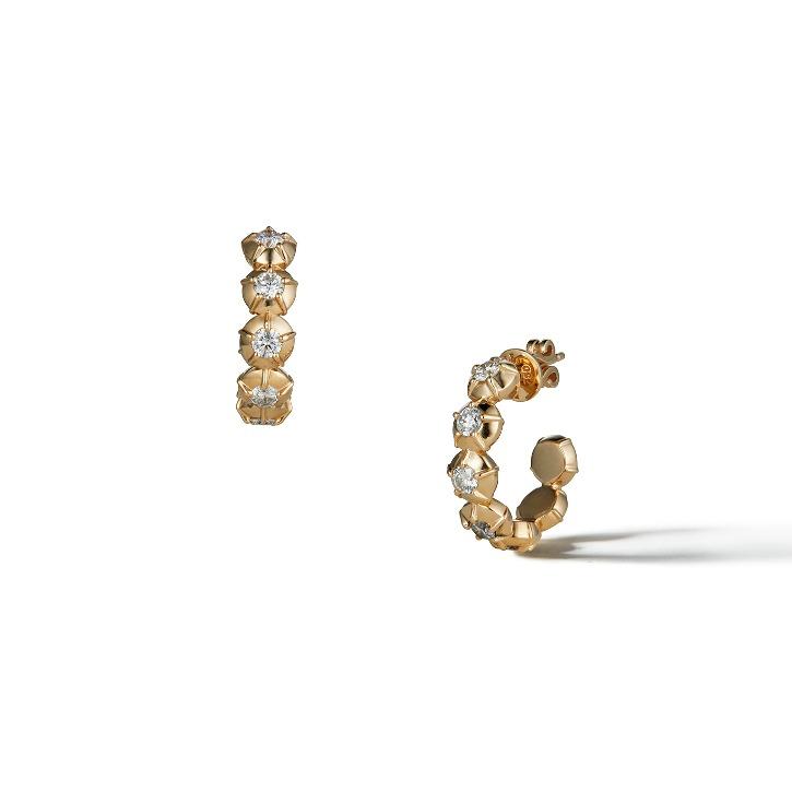 COLLET DIAMOND HUGGIE HOOP EARRING