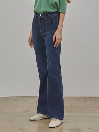 DENIM POCKET SEMI BOOTS CUT PANTS INDIGO