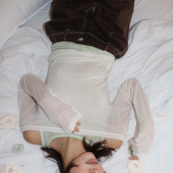 (4차 리오더) 2WAY SHEER LAYERED TOP - WHITE