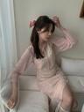 SIENNA SHIRRING SLIT WRINKLE DRESS(IVORY, PINK 2COLORS!)
