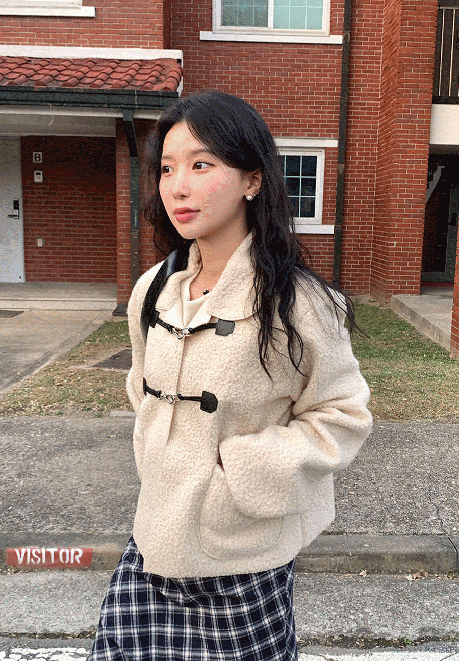 뽀글 버클 떡볶이 더플 숏자켓 2color