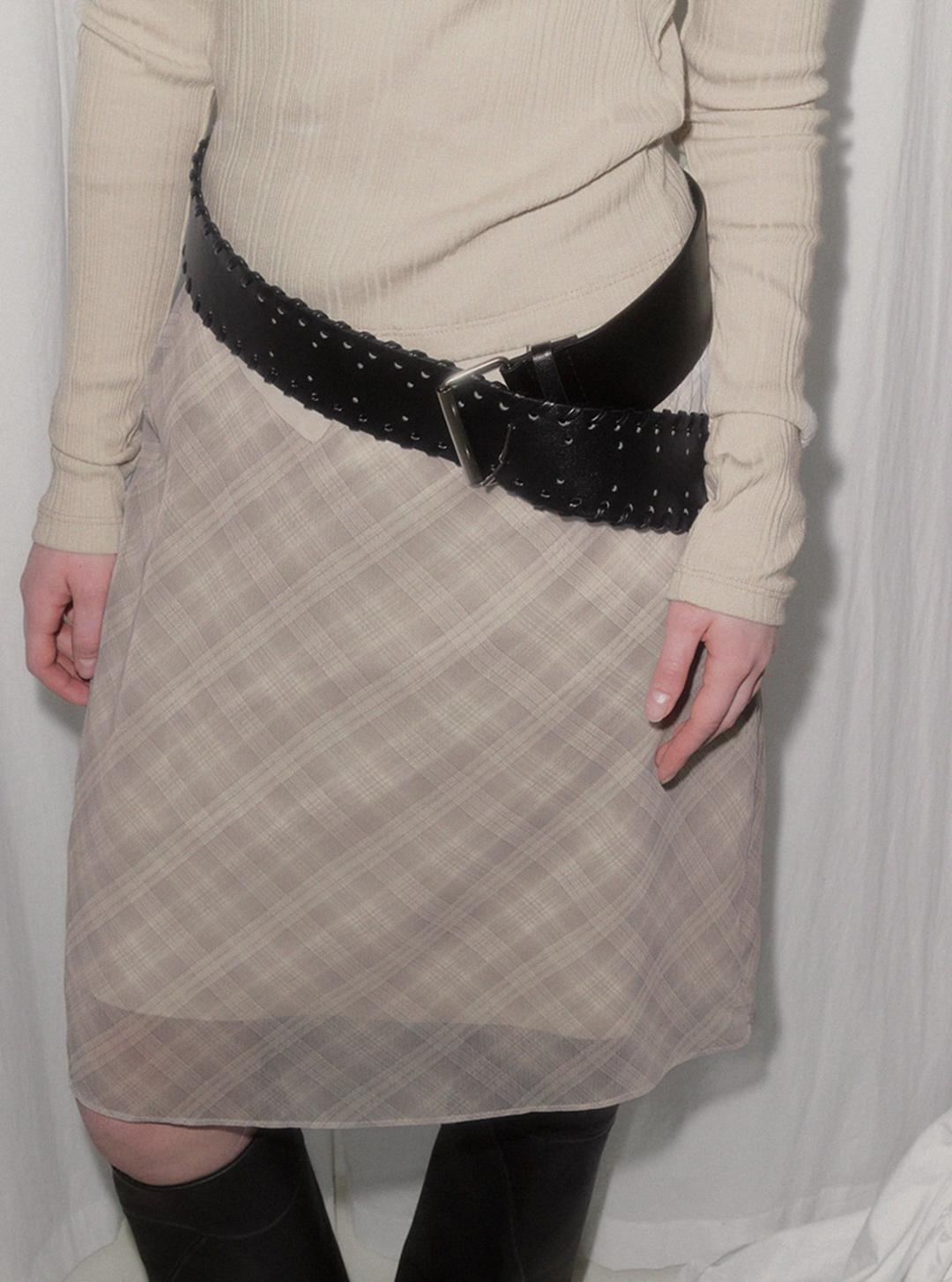 [온라인단독] 커렌 레더 펀칭 빅 벨트