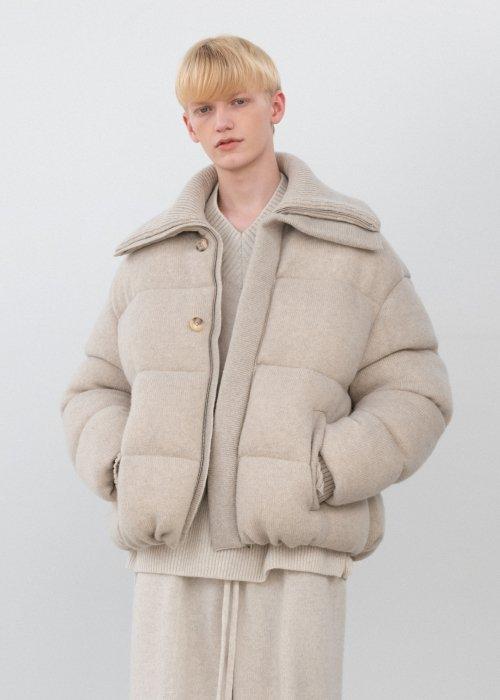 Pure shetland wool wing collared puffer_Lamb