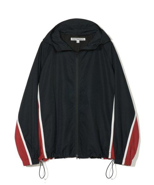 멀티 콘트라스트 후디드 자켓 블랙