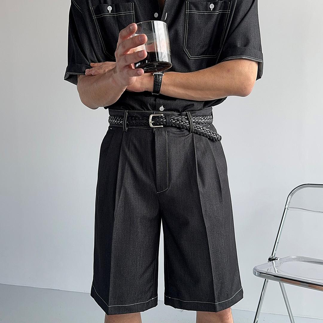 #페이크 데님 와이드 반바지 2color